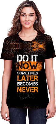 THE BLAZZE Solid Women Round Neck Black T-Shirt