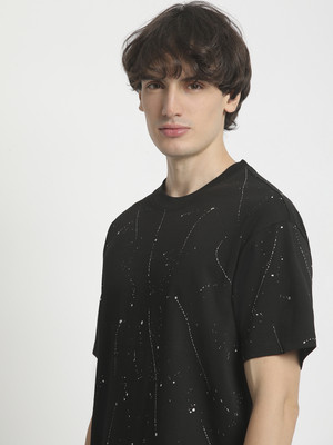THE BEAR HOUSE Printed Men Round Neck Black T-Shirt