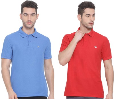 Lux Nitro Solid Men Polo Neck Blue, Red T-Shirt