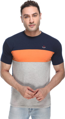 Friendhood Colorblock Men Round Neck Black, Maroon, Grey T-Shirt