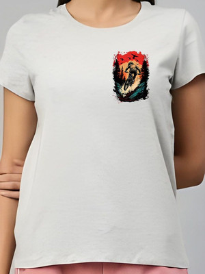 SZN Graphic Print Women Round Neck Grey T-Shirt