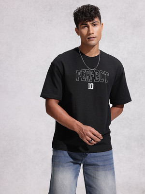WROGN Printed Men Round Neck Black T-Shirt
