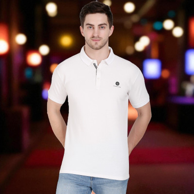 FARICON Solid Men Round Neck White T-Shirt