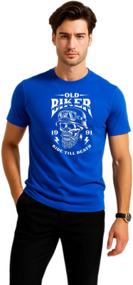 mssports Printed Men Round Neck Blue T-Shirt