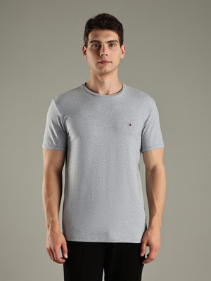 TOMMY HILFIGER Solid Men Crew Neck Grey T-Shirt
