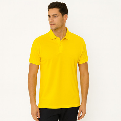 vvstshirt Solid Men Polo Neck Yellow T-Shirt