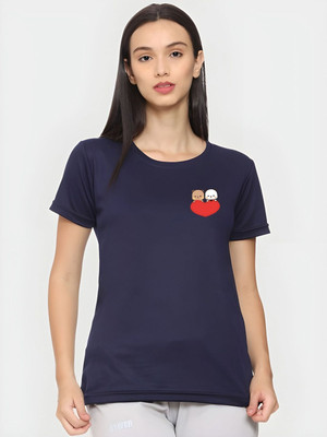 SZN Printed Women Round Neck Grey T-Shirt