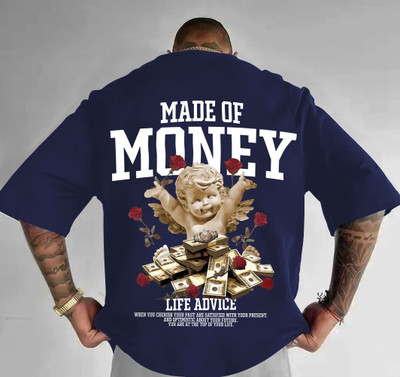 LGR FASHION Printed Men Round Neck Dark Blue T-Shirt