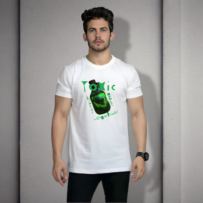 HouseOfCommon Printed Men Round Neck White T-Shirt