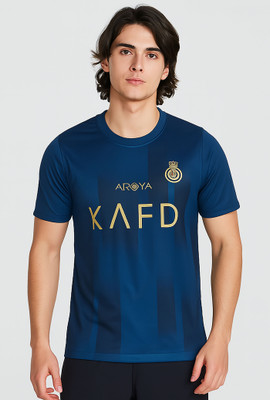 DOSTITCH Printed Men Round Neck Navy Blue T-Shirt