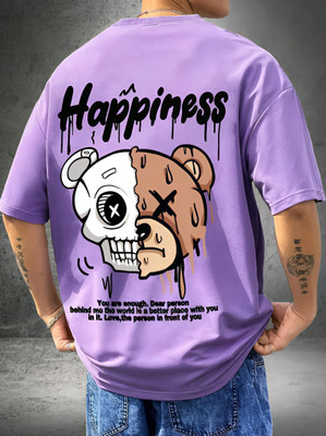 DRIFTH Printed Men Round Neck Purple T-Shirt