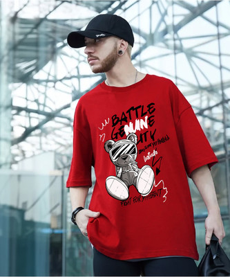 Leotude Printed Men Round Neck Red T-Shirt