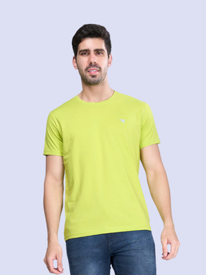 Ramraj Cotton Solid Men Round Neck Green T-Shirt