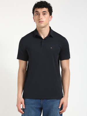 TOMMY HILFIGER Solid Men Polo Neck Blue T-Shirt