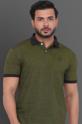 GETGOLF Solid Men Polo Neck Dark Green T-Shirt