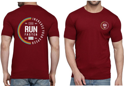 WOOSTRO Printed, Typography Men Round Neck Maroon T-Shirt