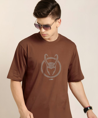 Jack Paris Printed Men Round Neck Brown T-Shirt