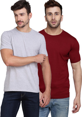 SLOWLORIS Solid Men Round Neck Multicolor T-Shirt