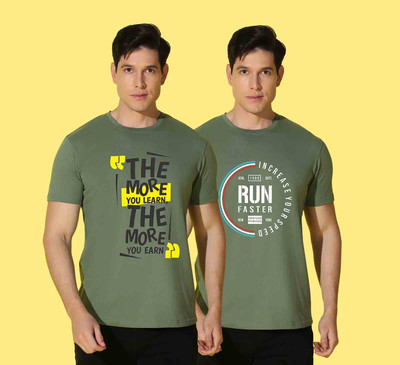 WOOSTRO Graphic Print Men Round Neck Green T-Shirt