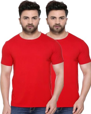 UMMISS Solid Men Round Neck Red T-Shirt