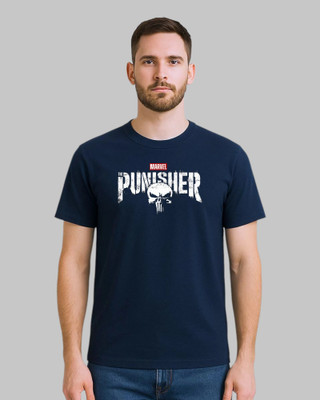 DRIPTHREAD Printed Men Crew Neck Navy Blue T-Shirt