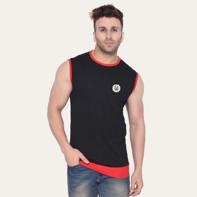 Girdhar Printed Men Crew Neck Black, Red T-Shirt
