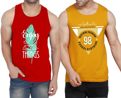 WOOSTRO Printed Men Scoop Neck Red, Yellow, White T-Shirt