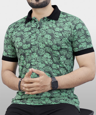 VeBNoR Printed Men Polo Neck Light Green T-Shirt