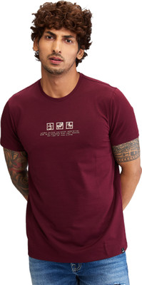 Spykar Solid Men Round Neck Red T-Shirt