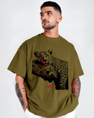 AUSK Printed Men Round Neck Green T-Shirt
