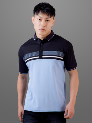 INVICTUS Self Design Men Polo Neck Blue T-Shirt