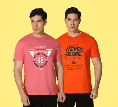 WOOSTRO Printed Men Round Neck Multicolor T-Shirt