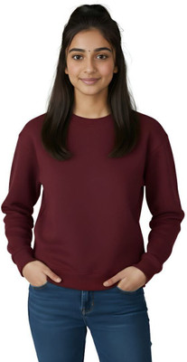 HouseOfCommon Solid Women Round Neck Maroon T-Shirt