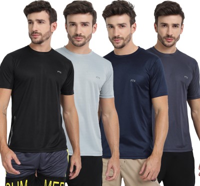 FTX Solid Men Round Neck Multicolor T-Shirt