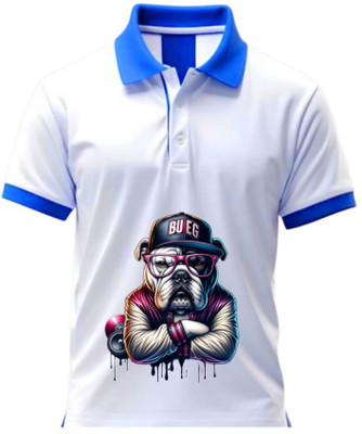 Yugavarshan Printed Men Polo Neck Pink, Purple T-Shirt