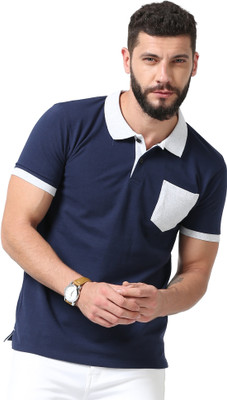 fanideaz Printed Men Polo Neck Navy Blue T-Shirt