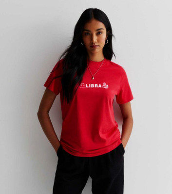 AZUREM Typography Women Round Neck Red T-Shirt