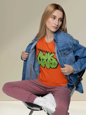 PD CLORI Solid Women Round Neck Orange T-Shirt