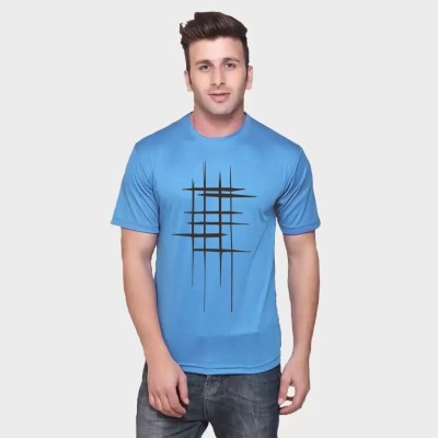 REVIZO Printed Men Round Neck Light Blue T-Shirt