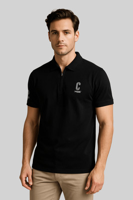 GO BIRDY Solid Men Polo Neck Black T-Shirt