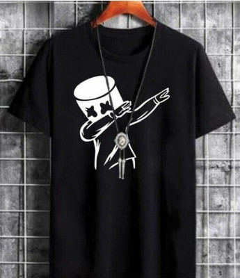 Oishee Printed Men Round Neck Black T-Shirt