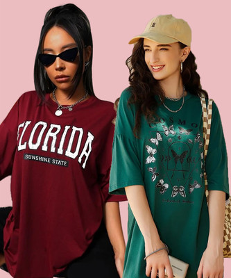 Christy World Printed Women Round Neck Multicolor T-Shirt
