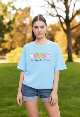 Bittu collection Printed Women Round Neck Blue T-Shirt