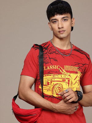 Moda Rapido Graphic Print Men Round Neck Red T-Shirt
