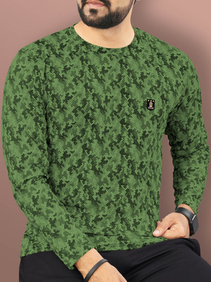 VeBNoR Printed Men Round Neck Green T-Shirt