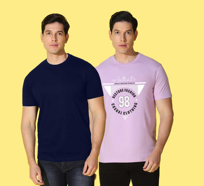 WOOSTRO Printed Men Round Neck Multicolor T-Shirt