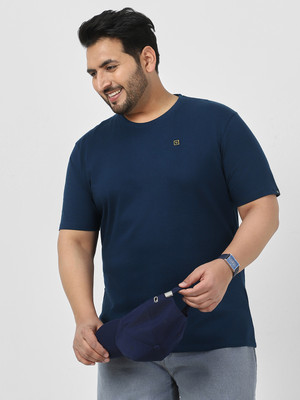 Urbano Plus Solid Men Round Neck Blue T-Shirt