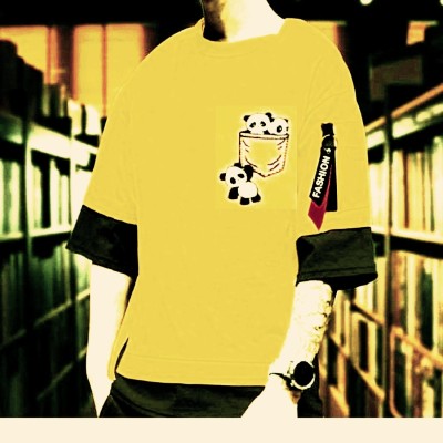 SAHAL FASHION Graphic Print Men Round Neck Yellow T-Shirt