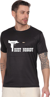 Kritiken Solid Men Round Neck Reversible Black T-Shirt