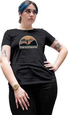 Fighterhero Printed Women Round Neck Grey T-Shirt